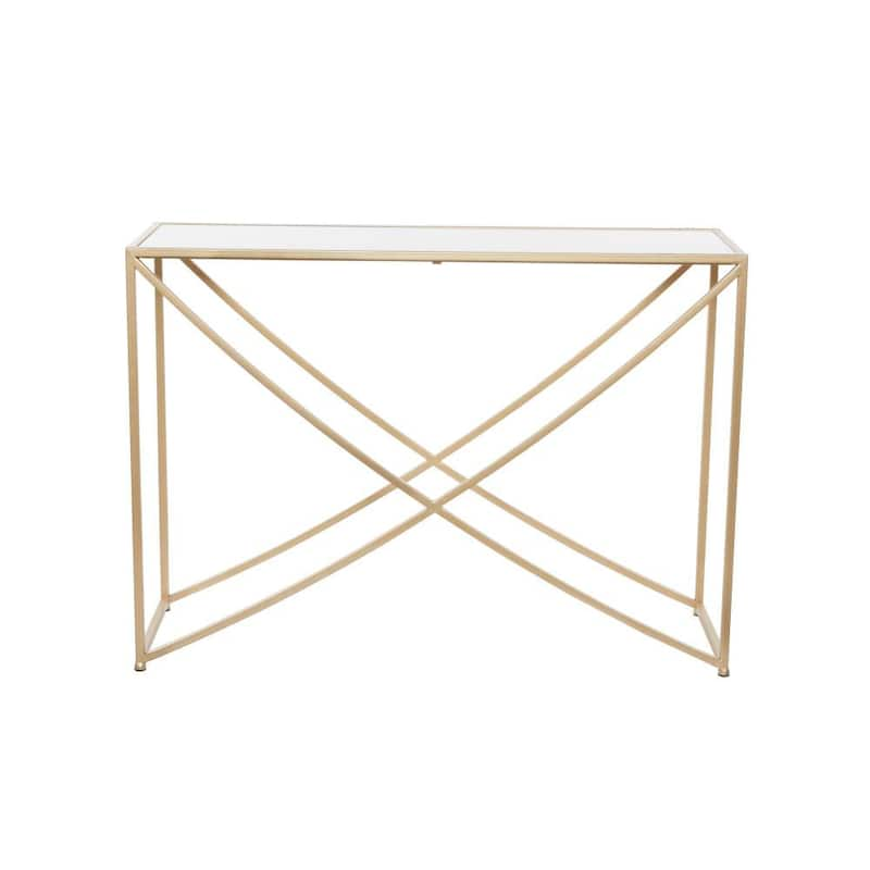 30 In. Gold Metal Contemporary Console Table