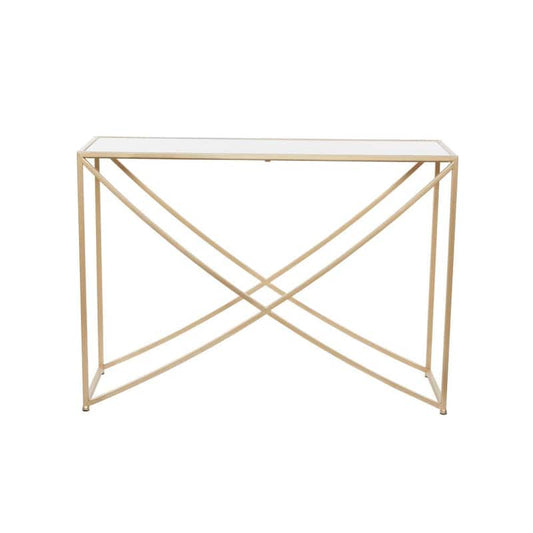 30 In. Gold Metal Contemporary Console Table