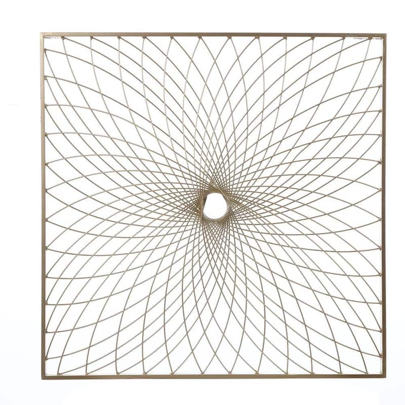 24 in. Metal Gold Finish Starburst Square Wall Dcor