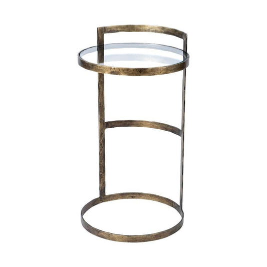 Reimer Glass Top w/Gold Metal Frame Accent Table