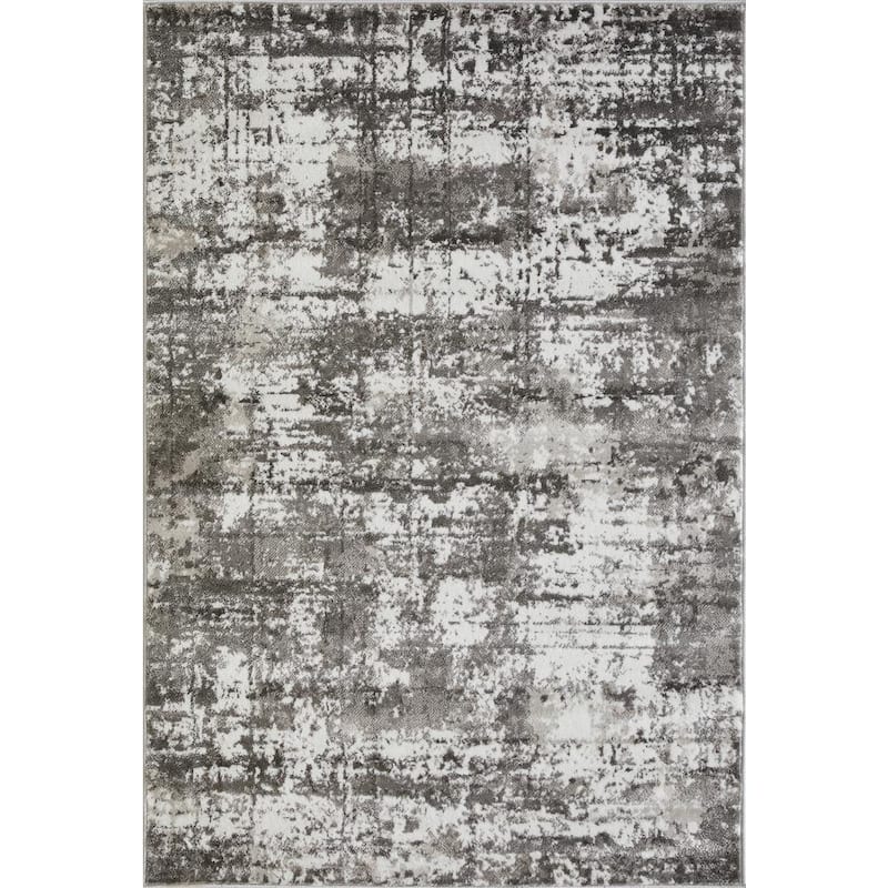 Rhane Vailin Gray 4 ft. x 6 ft. Abstract Polypropylene Area Rug