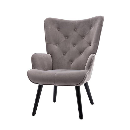 Side Chairs Gray Velvet Accent Wingback Chair with Medieval Style