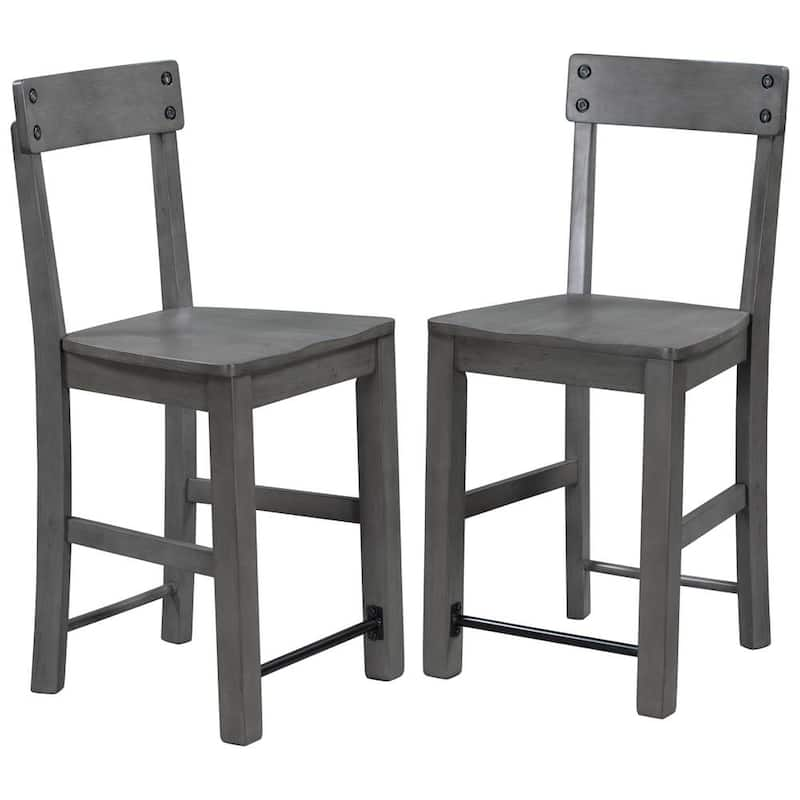 Ronan Gray Wood Counter Height Industrial Style Dining Room Chairs with Ergonomic Design