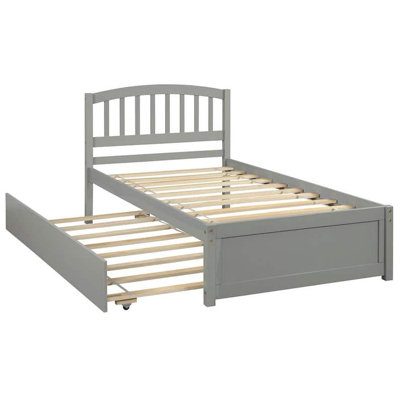 41.7 in. W x 79.50 in.L. Gray Wooden Platform Bed Frame with Trundle