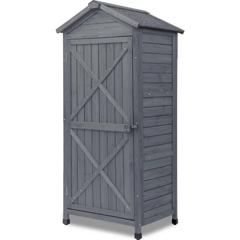 1.5 ft. W x 2 ft. D L x 5.1 ft. H Gray Wood Shed with Double Door (3 sq. ft.)