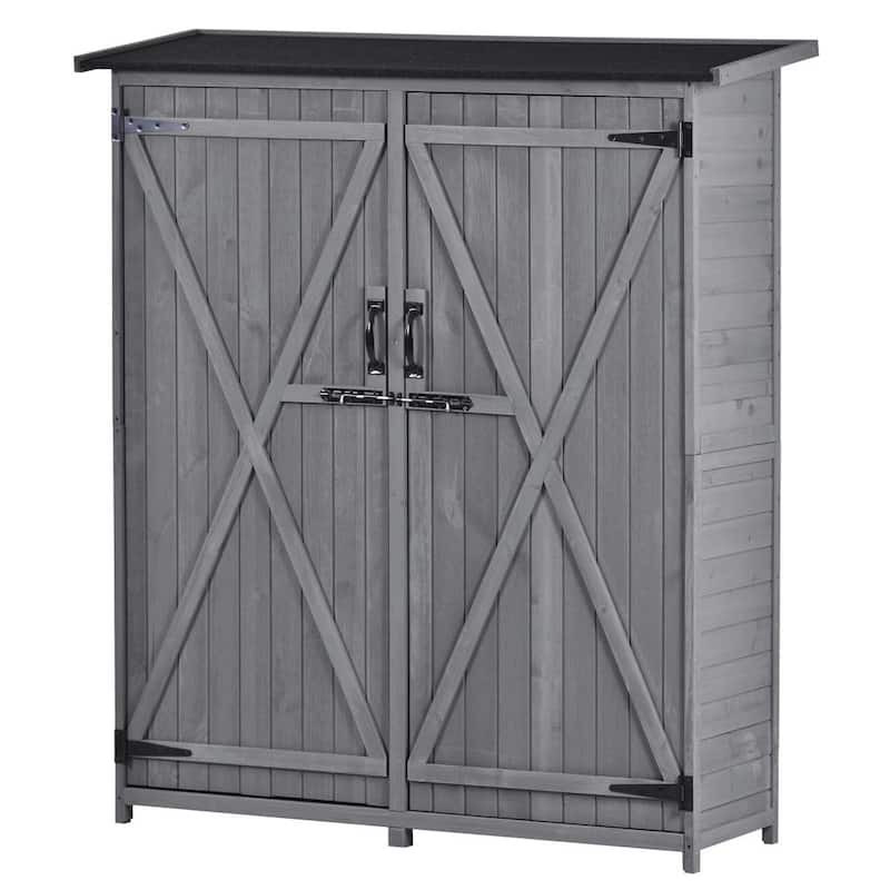 1.6 ft. W x 4.6 ft. D L x 5.3 ft. H Gray Wood Shed with Double Door (7.36 sq. ft.)