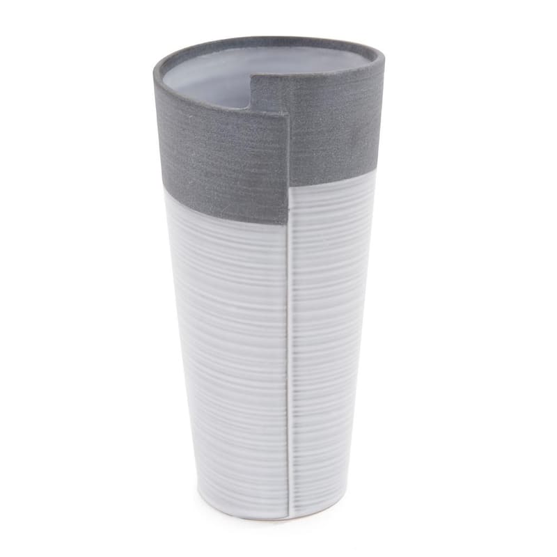 Rolled Large 2-Tone Gray Vase