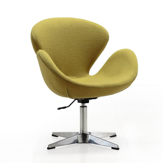 Raspberry Green and Polished Chrome Adjustable Swivel Arm Chair