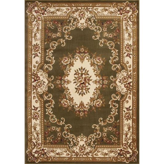 Traditional Morrocan Green/Ivory 9 ft. x 13 ft. Area Rug