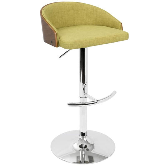 Shiraz Walnut and Green Adjustable Bar Stool