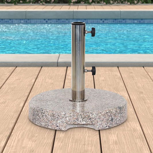 42 lbs. Round Granite Patio Umbrella Base in Grey