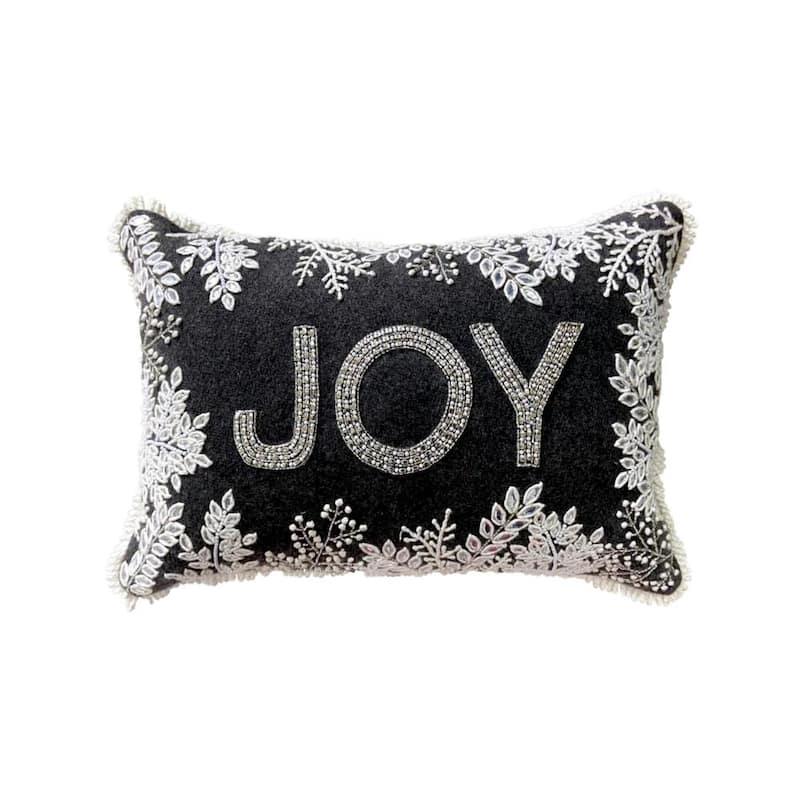 14 in. x 20 in. Joy Beaded Pillow, Gray