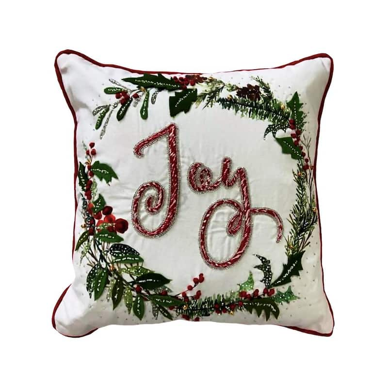 20 in. x 20 in. Multi-Colored Joy Wreath Pillow