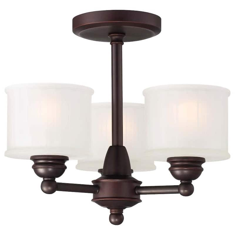 1730 Series 3-Light Lathan Bronze Semi-Flush Mount