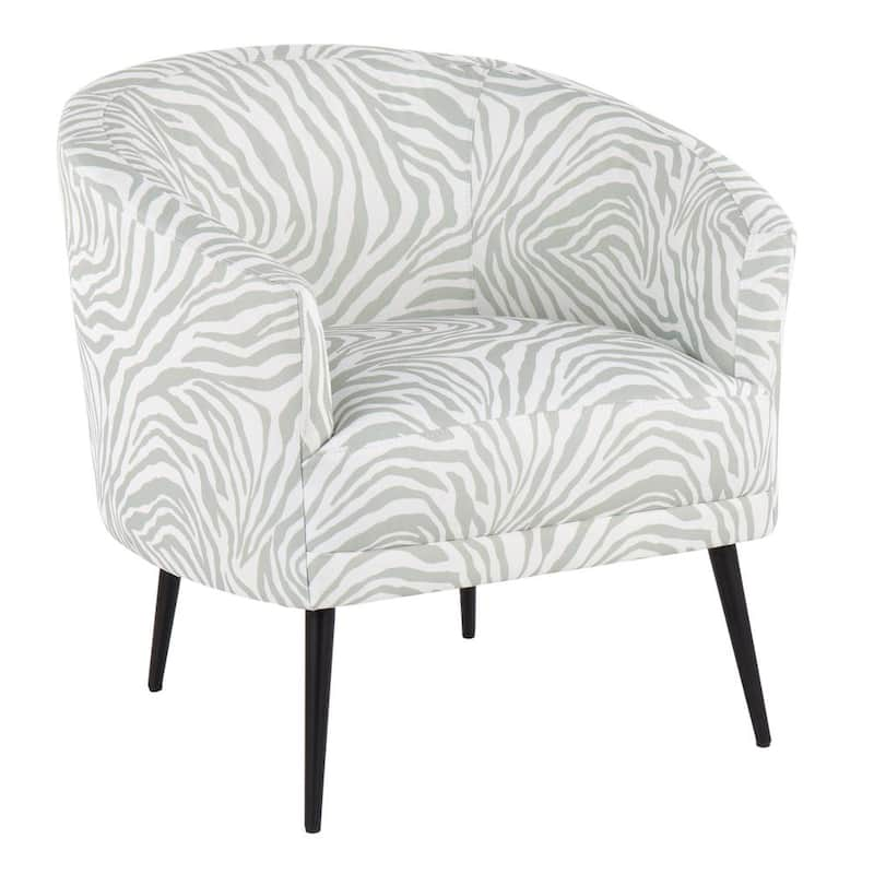 Tania Light Green Zebra Print Fabric and Black Steel Arm Chair