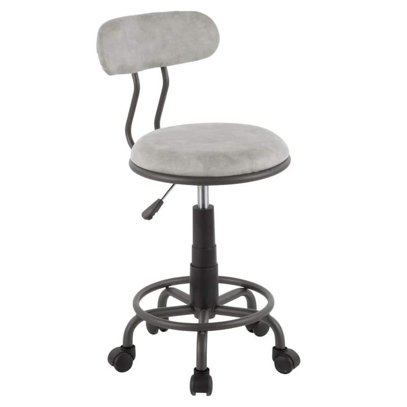 Swift Grey Metal and Light Grey Faux Leather Task Chair