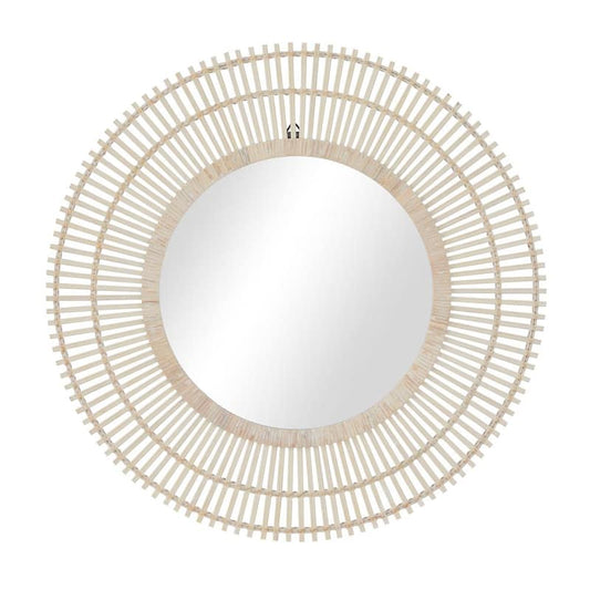 36 in. x 36 in. Round Framed Cream Starburst Wall Mirror