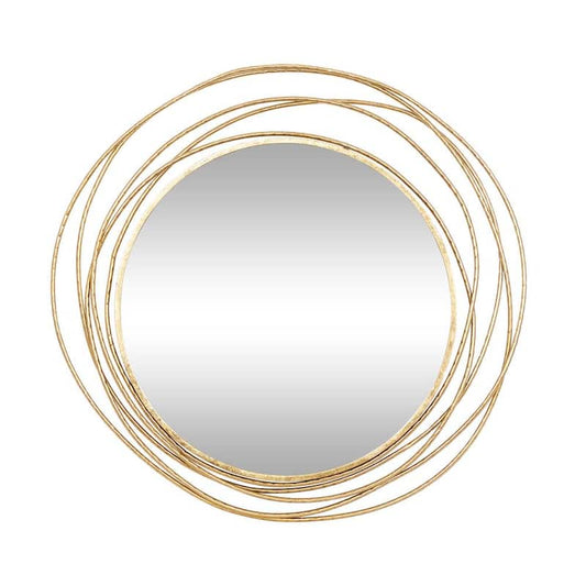 38 in. x 40 in. Round Framed Gold Wall Mirror with Overlapping Ring Frame