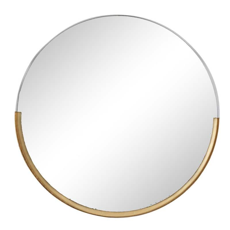 30 in. x 31 in. Round Framed Gold Wall Mirror