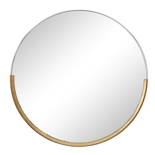 30 in. x 31 in. Round Framed Gold Wall Mirror