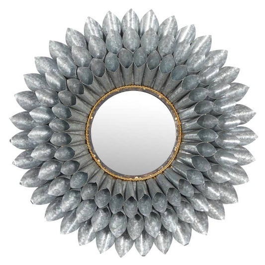 32 in. x 32 in. Grey Metal Contemporary Round Wall Mirror