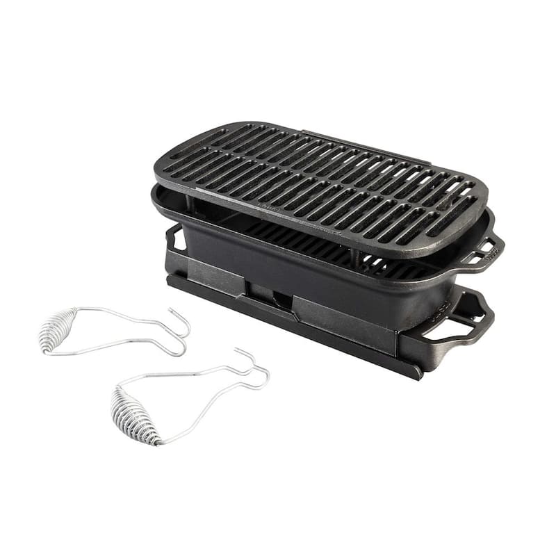 Seasoned Sportsman's Pro Portable Cast Iron Charcoal Grill in Black