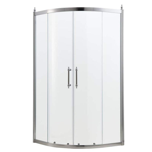 36 in. W x 72 in. H Double Sliding Semi-Frameless Corner Sliding Fixed Door Shower Enclosure in Chrome with Clear Glass