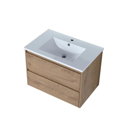 30 in. W x 18.31 in. D x 20.47 in. H Bath Vanity in Imitative Oak with White Resin Top