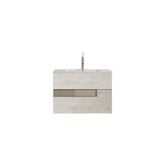 Vision 32 in. W x 18 in. D Bath Vanity in Abedul and Tortora with Ceramic Vanity Top in White with White Basin and Sink