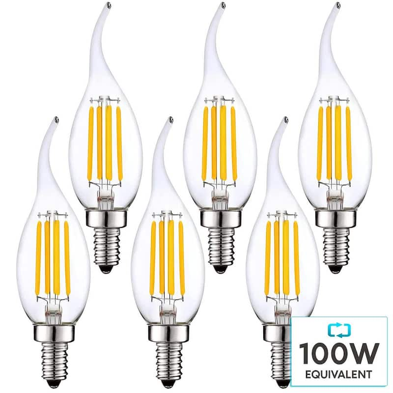 100-Watt Equivalent, CA11, Dimmable, Vintage Edison LED Light Bulb, 2700K Warm White, 7-Watt, Damp Rated 6-Pack