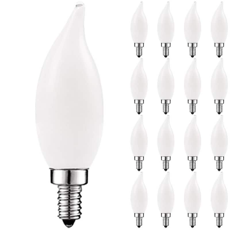 40-Watt Equivalent CA11 Dimmable LED Light Bulbs Torpedo Flame Tip Glass 2700K Warm White (16-Pack)