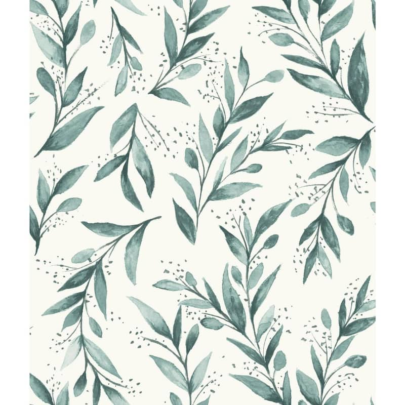 Olive Branch Teal Peel & Stick Repositionable Wallpaper Roll (Covers 34 Sq. Ft.)