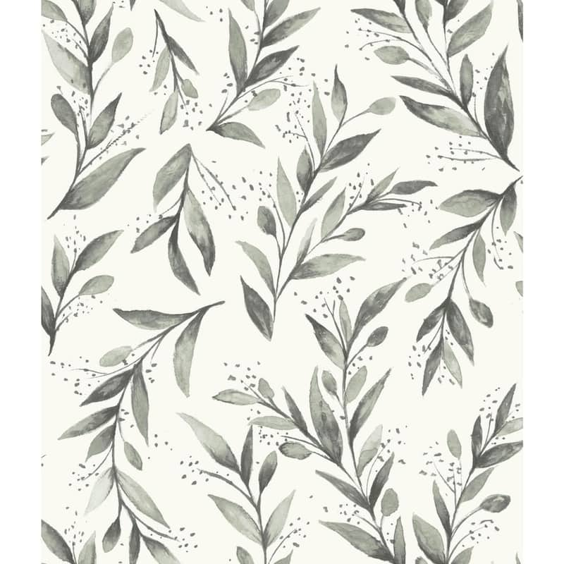 Olive Branch Charcoal Paper Peel & Stick Repositionable Wallpaper Roll (Covers 34 Sq. Ft.)