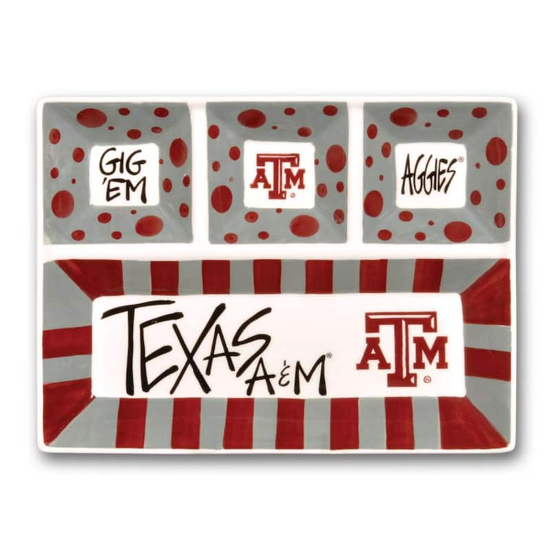 Texas A and M Ceramic 4 Section Tailgating Serving Platter