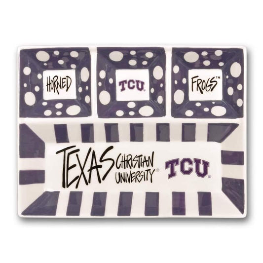 TCU Ceramic 4 Section Tailgating Serving Platter