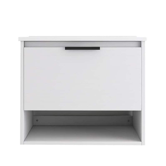 Wall-Mounted 24 in. W x 18.31 in D. x 20.25 in. H Bath Vanity in White with White Ceramic Top with Basin