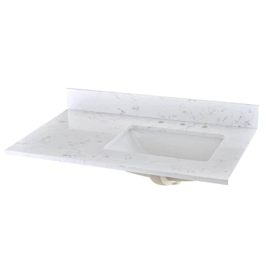 36.02 in. W x 21.84 in. D Cultured Marble Vanity Top in Whtie with White Rectangular Single Sink