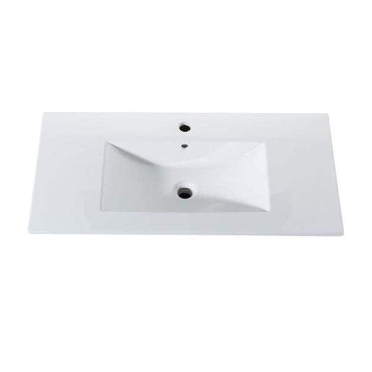 36 in. W x 18 in. D Ceramic Vanity Top in White with White Rectangular Single Sink