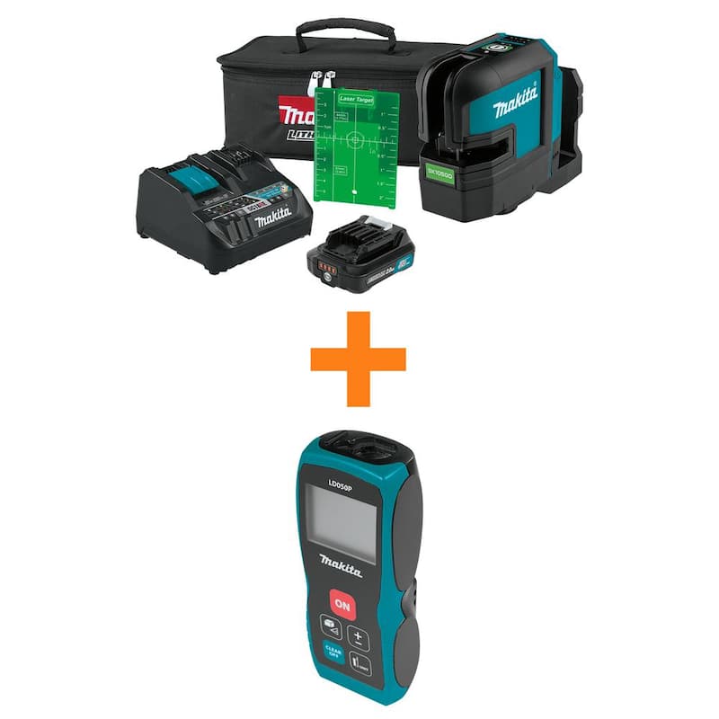 12V max CXT Self-Leveling Cross-Line Green Laser Kit (2.0 Ah) and 164 ft. Laser Distance Measure