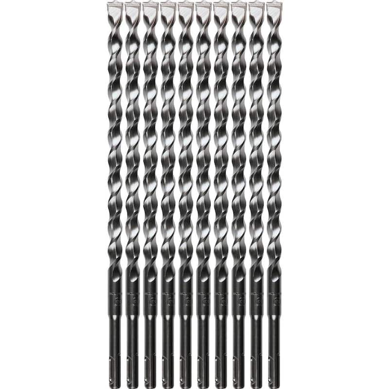 1/2 in. x 12 in. 2-Cutter Carbide SDS-Plus Drill Bit Set (10-Piece)