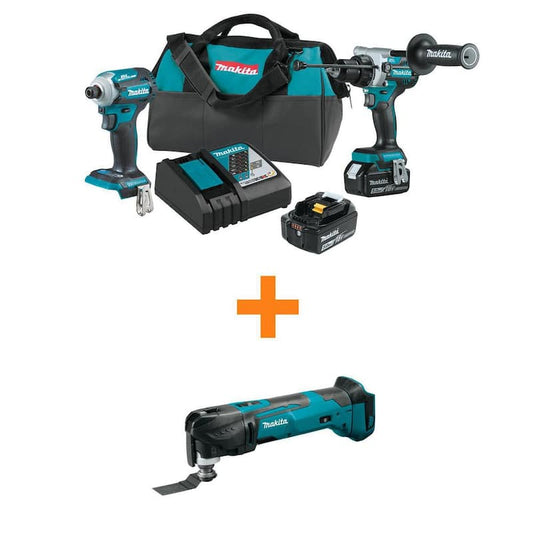 18V LXT Lithium-Ion Brushless Cordless Combo Kit 5.0 Ah (2-Pc) with bonus 18V LXT Variable Speed Oscillating Multi-Tool