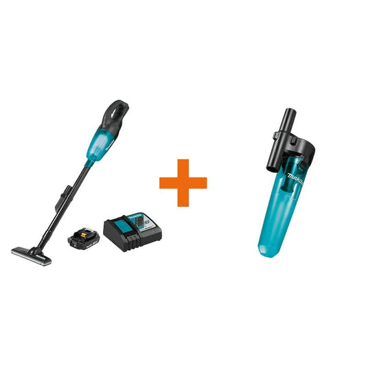 18V LXT Lithium-Ion Compact Cordless Vacuum Kit, 2.0Ah with Black Cyclonic Vacuum Attachment