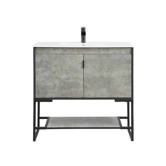 Scarsdale 36 in. W x 18.25 in. D x 34.75 in. H Bath Vanity in Concrete Grey with White Ceramic Top