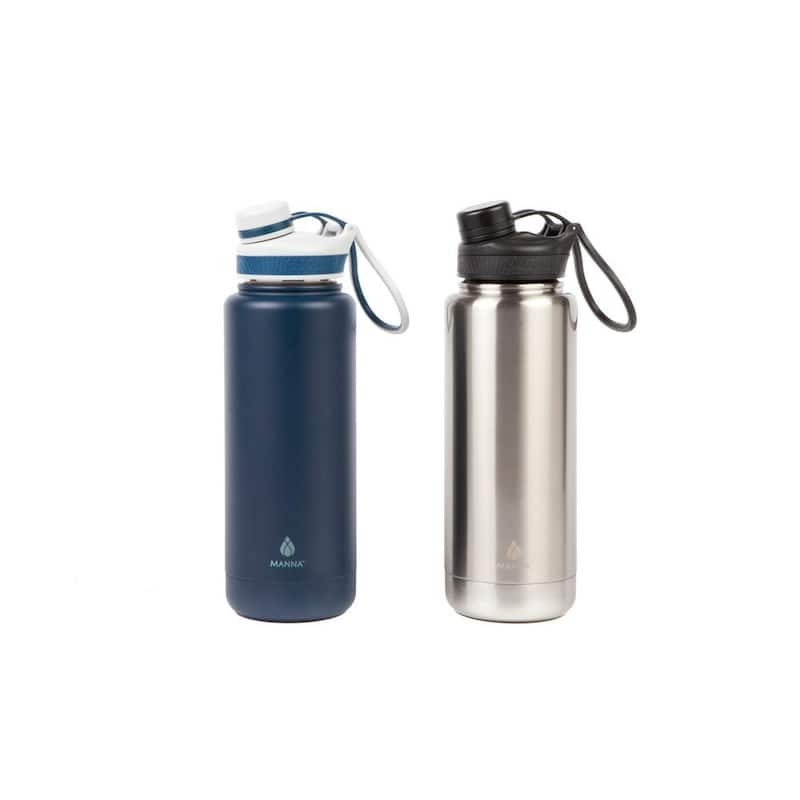 Ranger Pro 40 oz. Stainless and Navy Stainless Steel Vacuum Bottle (2-Pack)