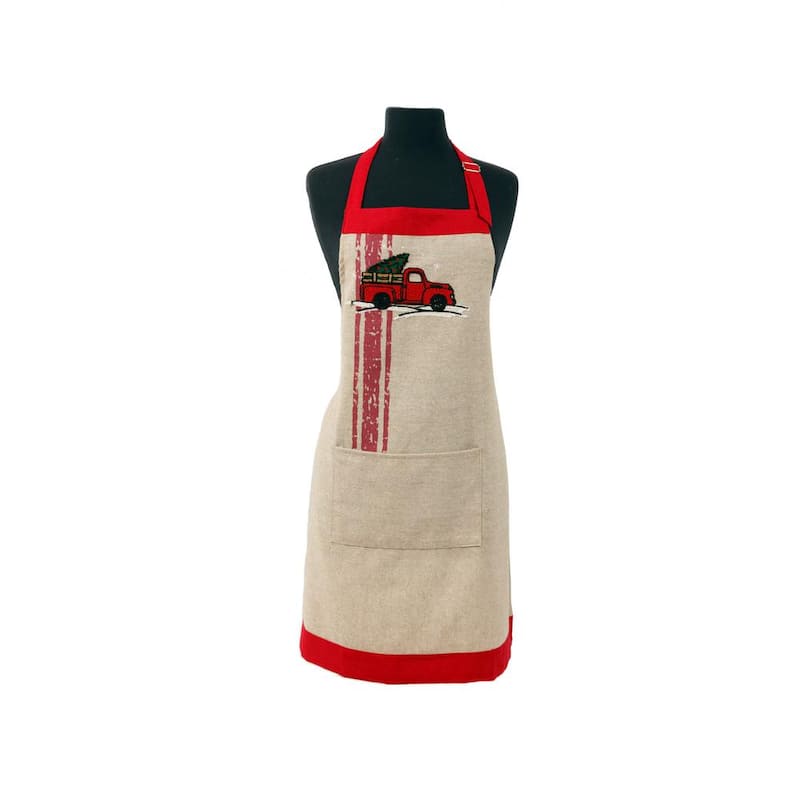 0.1 in. H x 26 in. W x 30 in. D Christmas Truck Adult Apron