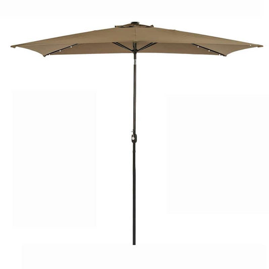 10 ft. x 6.5 ft. Rectangle LED Lights Market Umbrella without Base in Taupe