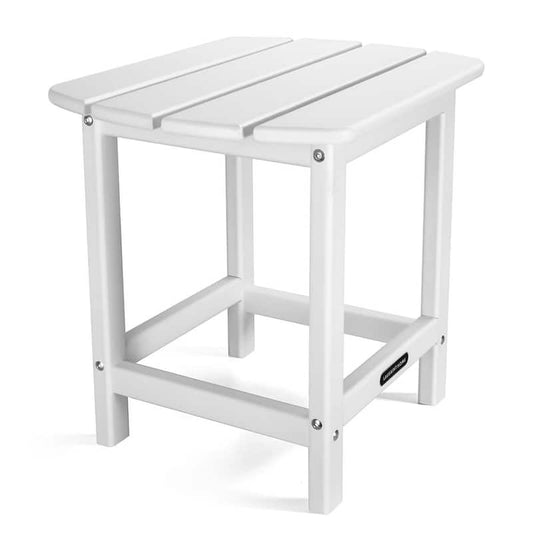 White Rectangle HDPE Plastic 17.72 in. H Outdoor Side Table Coffee Table for Patio, Weather Resistant