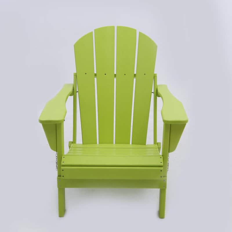 35 in. H x 30 in. L Classic Green Solid All-Weather Folding Plastic Adirondack Chair