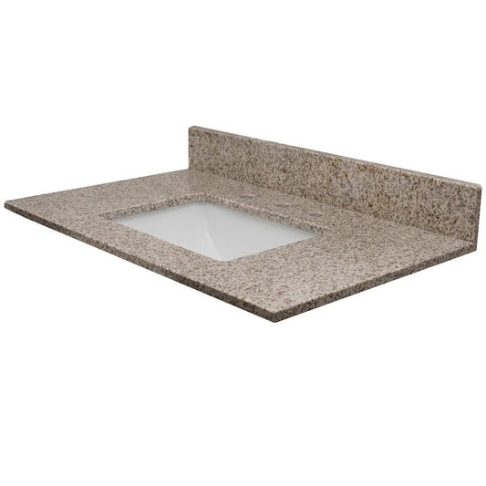 Vista 37 in. W x 22 in. D Granite Single Rectangle Basin Vanity Top in Granola with White Basin