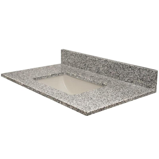 Vista 25 in. W x 22 in. D Granite Single Rectangle Basin Vanity Top in Lithos with White Basin